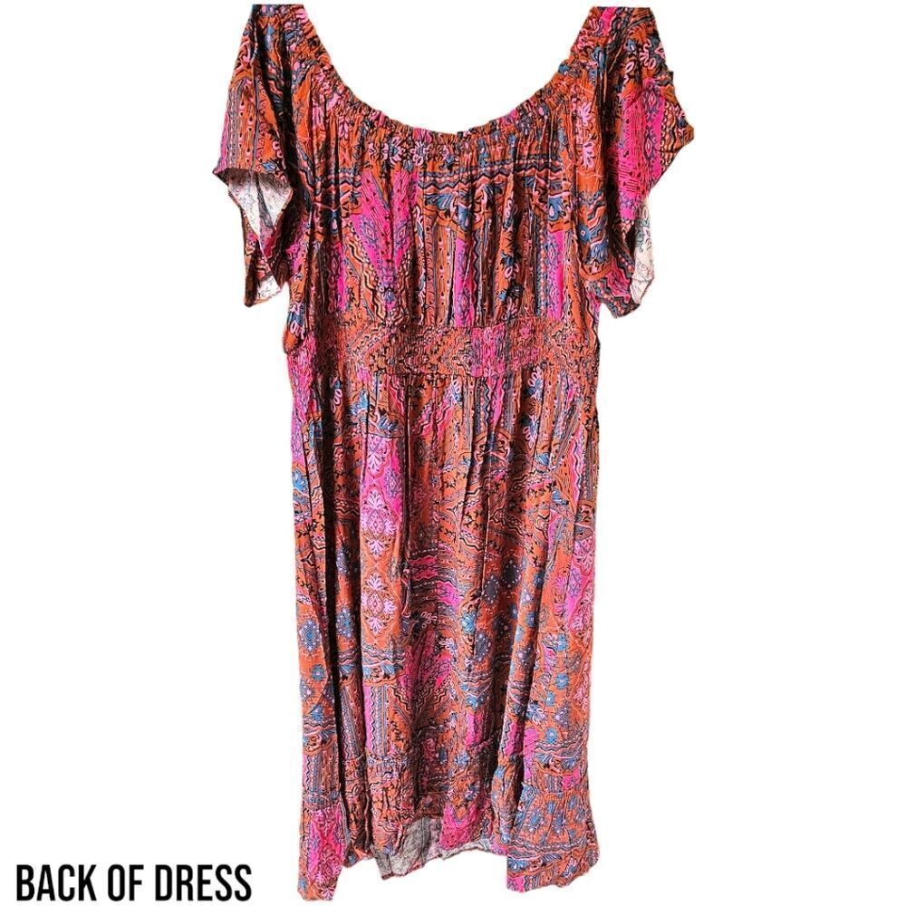 TORRID 2X tea length boho challis off shoulder peasent dress  NWT - Picture 6 of 14
